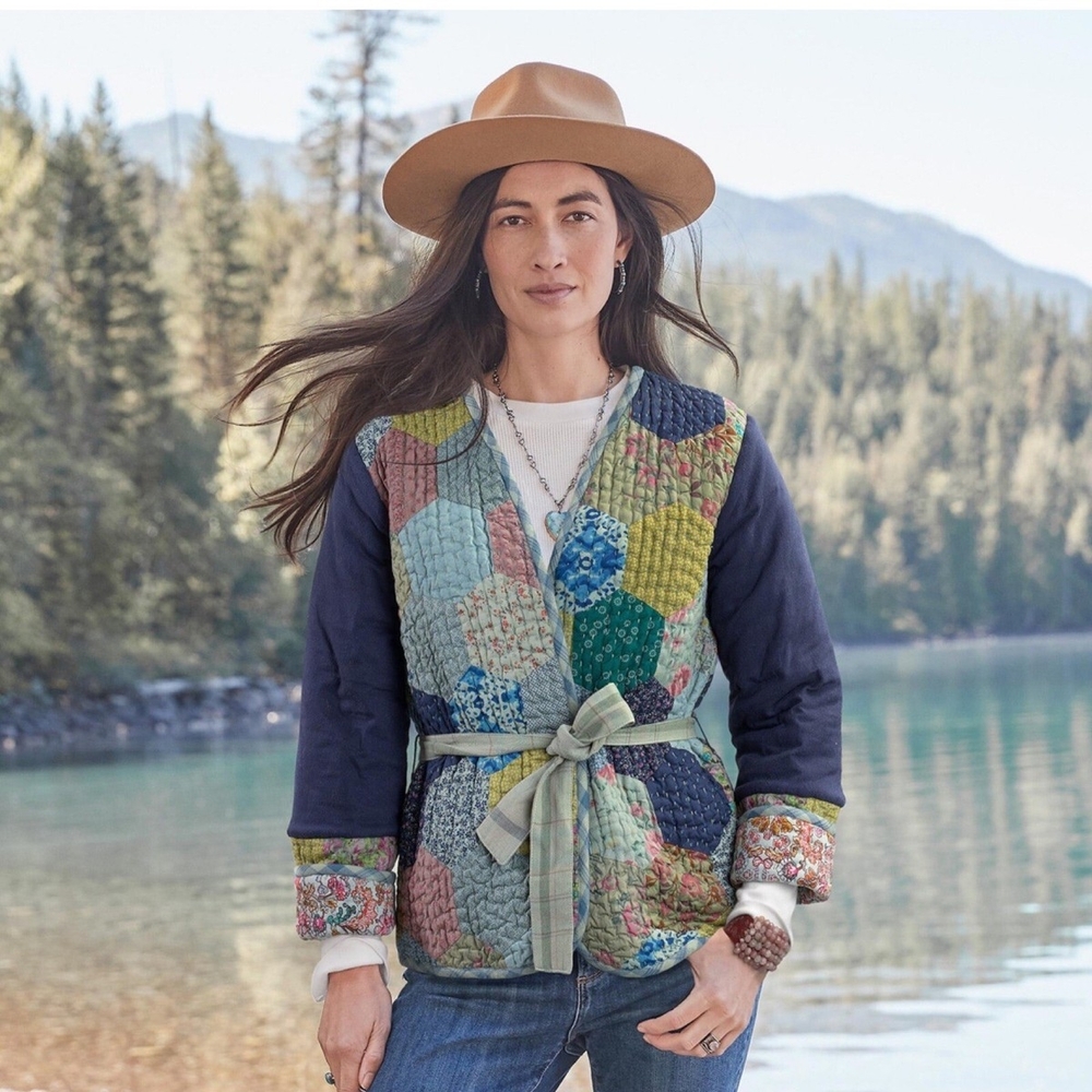 Sundance Multicolor Patchwork Quilted Jacket Sz Large